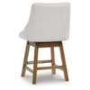 Cabal Swivel Barstool Chair | Set of 2 | Oatmeal Polyester | Brown Solid Wood