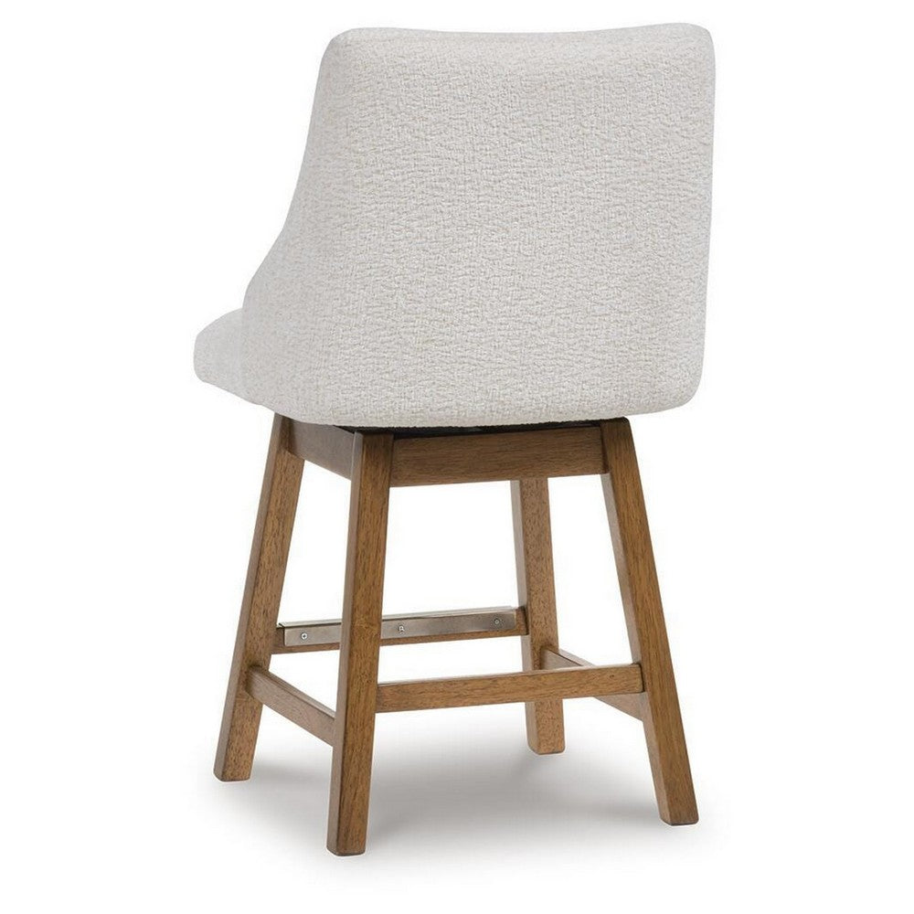 Cabal Swivel Barstool Chair | Set of 2 | Oatmeal Polyester | Brown Solid Wood