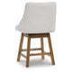 Cabal Swivel Barstool Chair | Set of 2 | Oatmeal Polyester | Brown Solid Wood