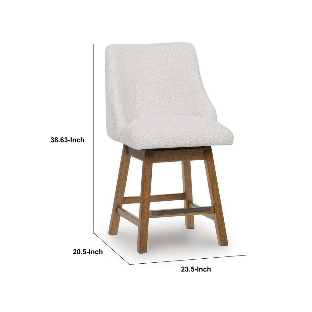 Cabal Swivel Barstool Chair | Set of 2 | Oatmeal Polyester | Brown Solid Wood