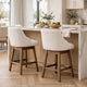 Cabal Swivel Barstool Chair | Set of 2 | Oatmeal Polyester | Brown Solid Wood