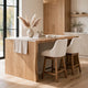 Cabal Swivel Barstool Chair | Set of 2 | Oatmeal Polyester | Brown Solid Wood