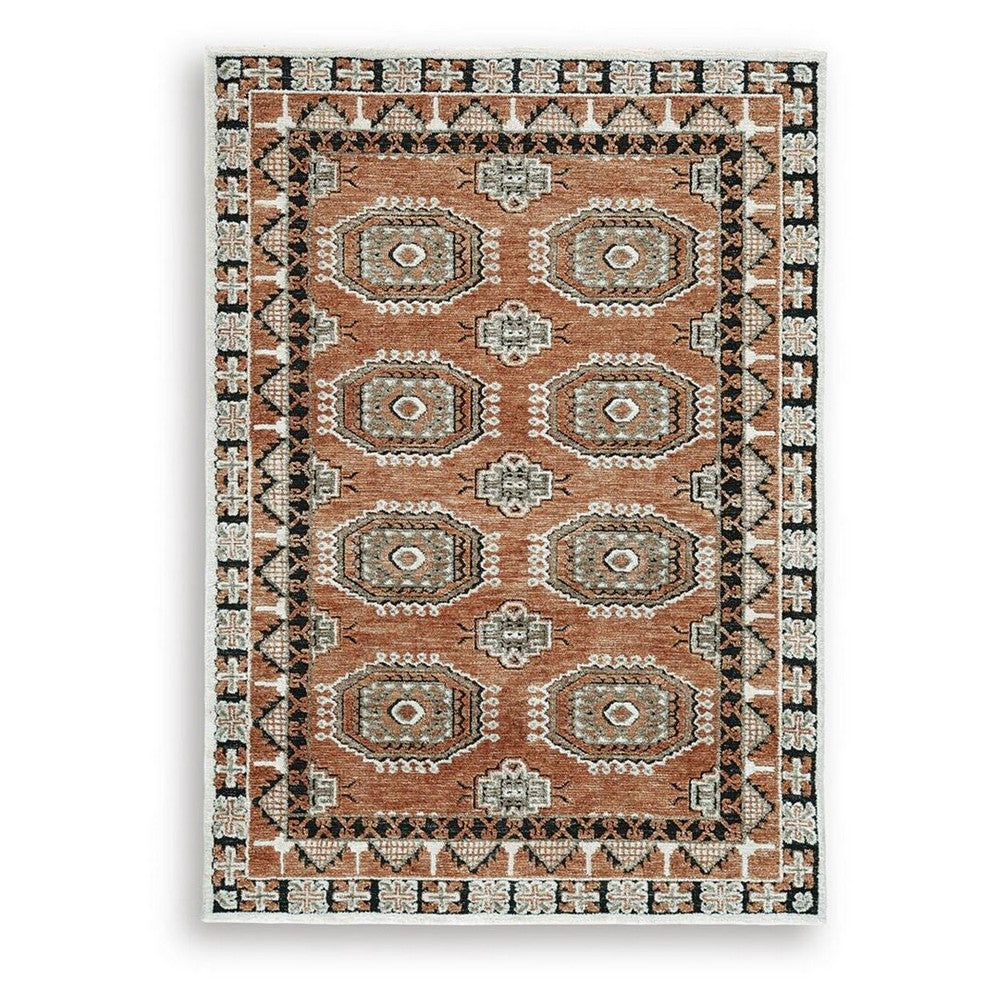 Nyas Medium Area Rug with Medallion Patterns | Multicolor Woven Polyester 5x7