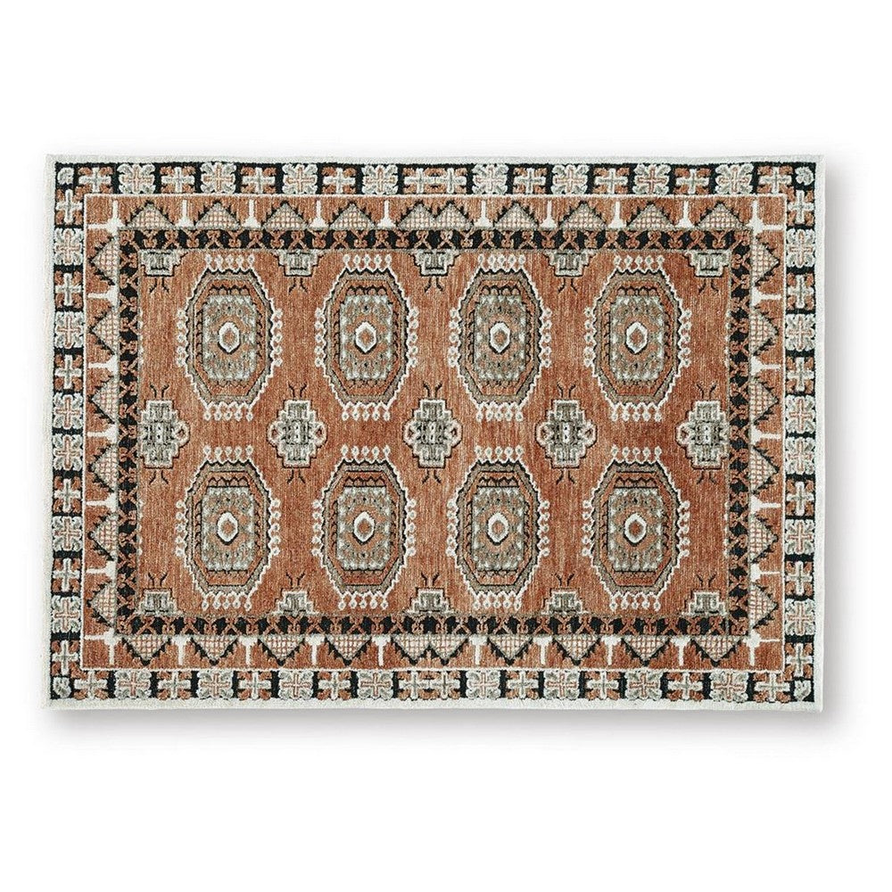 Nyas Medium Area Rug with Medallion Patterns | Multicolor Woven Polyester 5x7