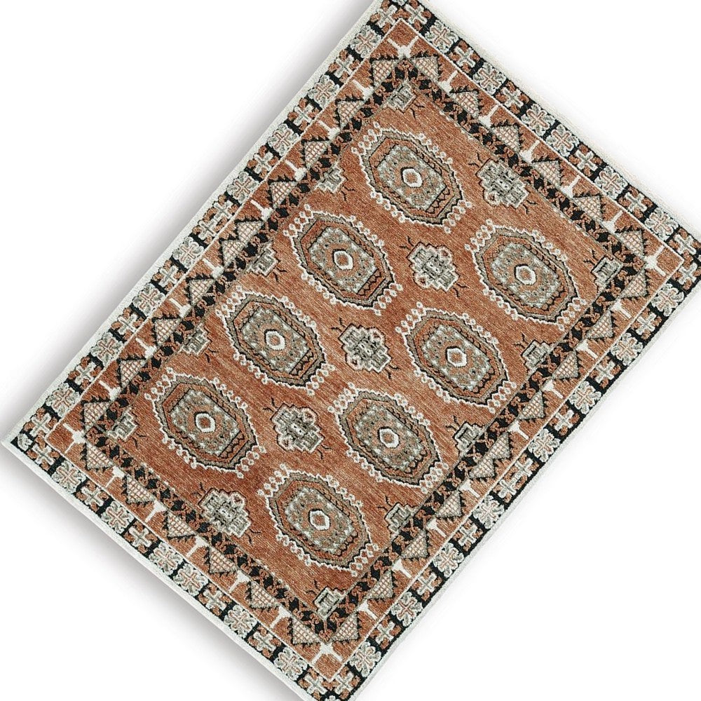 Nyas Medium Area Rug with Medallion Patterns | Multicolor Woven Polyester 5x7