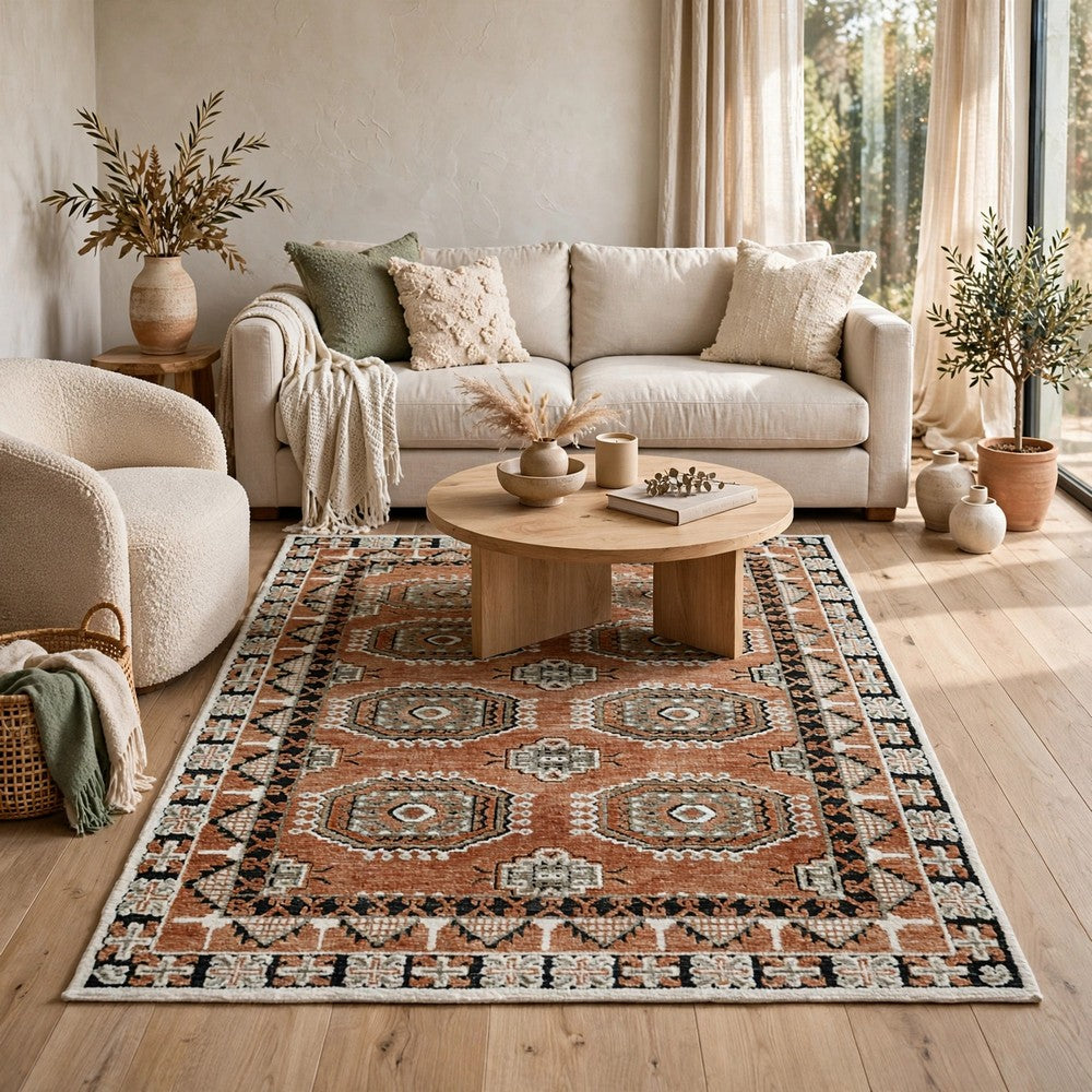 Nyas Medium Area Rug with Medallion Patterns | Multicolor Woven Polyester 5x7