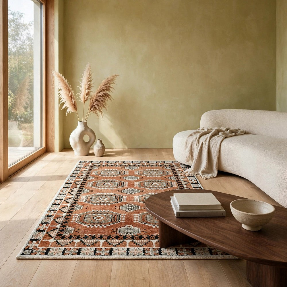 Nyas Medium Area Rug with Medallion Patterns | Multicolor Woven Polyester 5x7