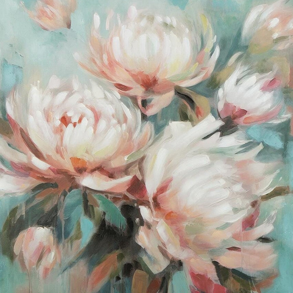 Parry Floral H&-Painted Wall Art | Brown Framed Canvas | Multicolor 48x49