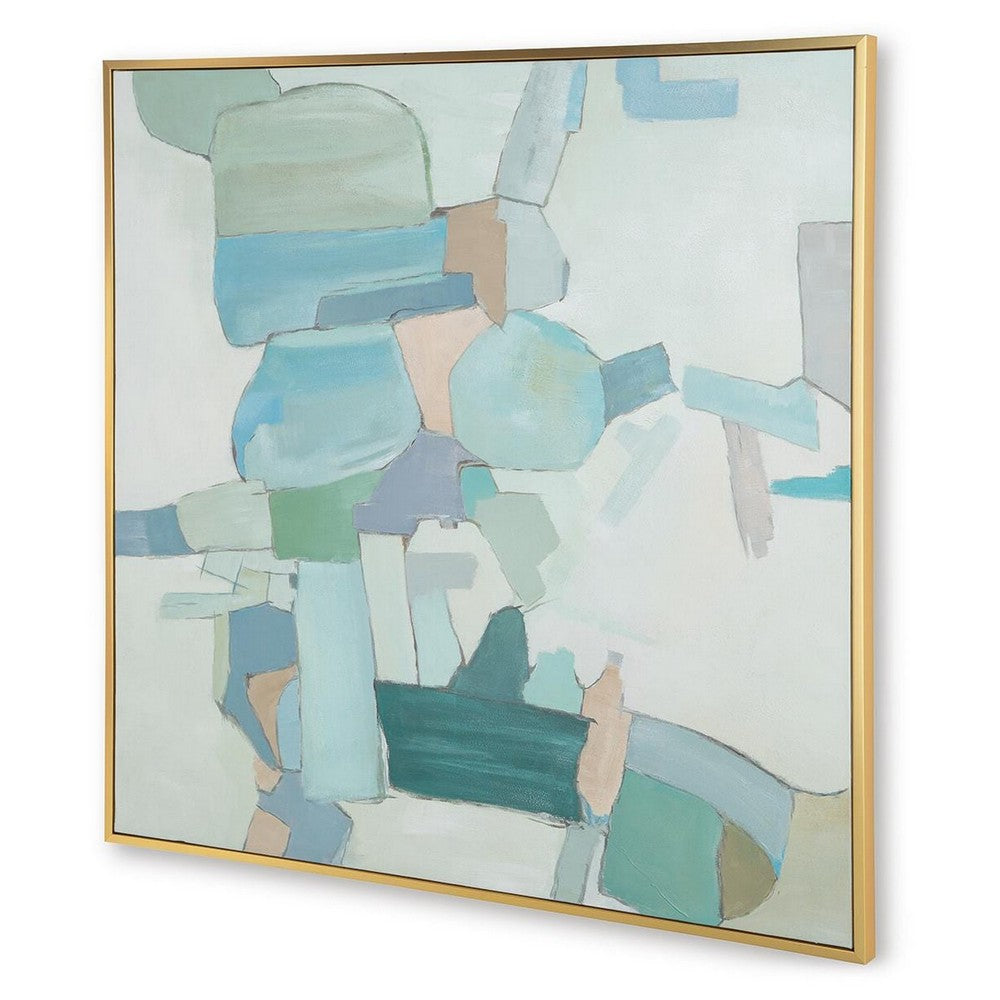 Wyna Watercolor-Inspired Abstract Wall Art | Gold Frame | Multicolor 48x48