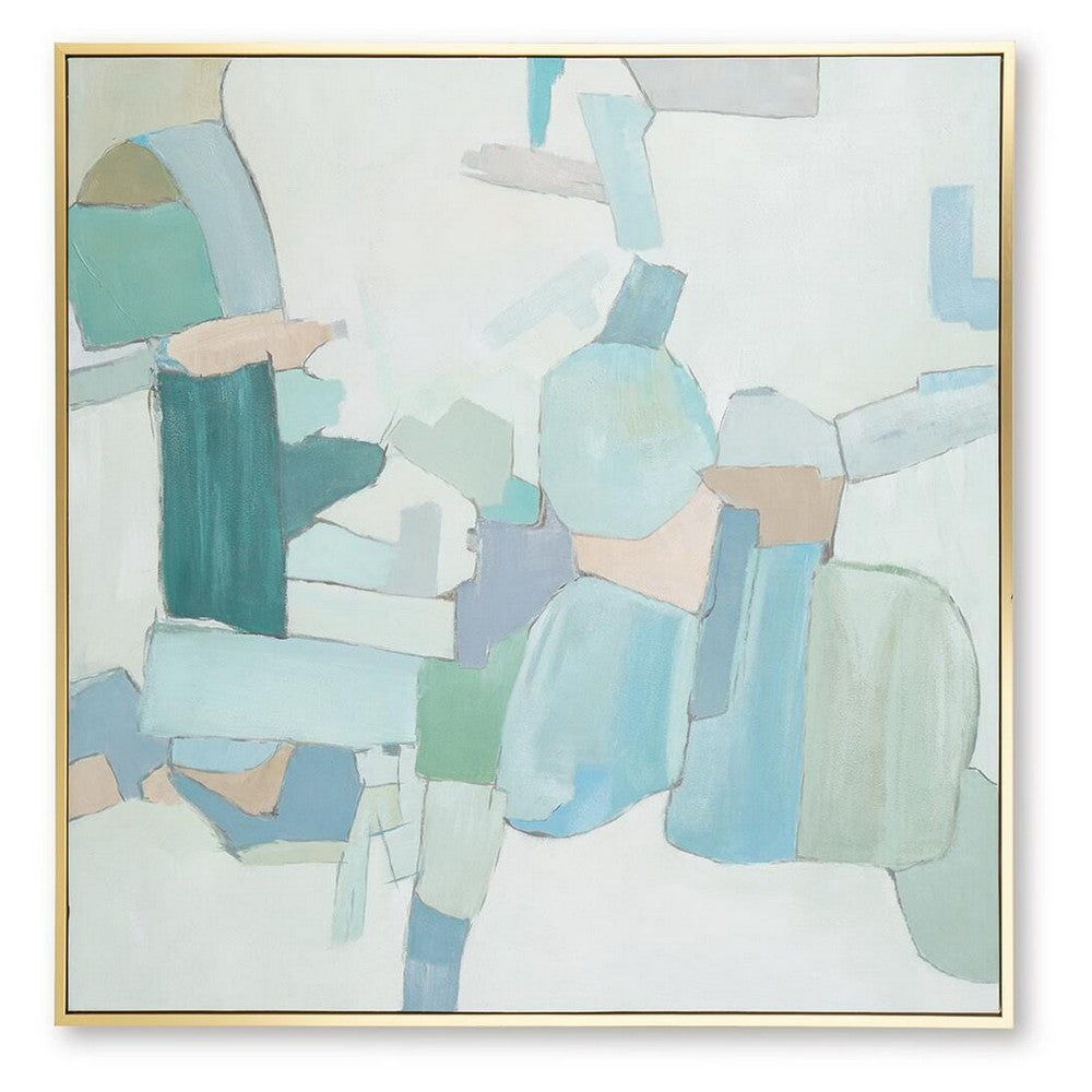 Wyna Watercolor-Inspired Abstract Wall Art | Gold Frame | Multicolor 48x48