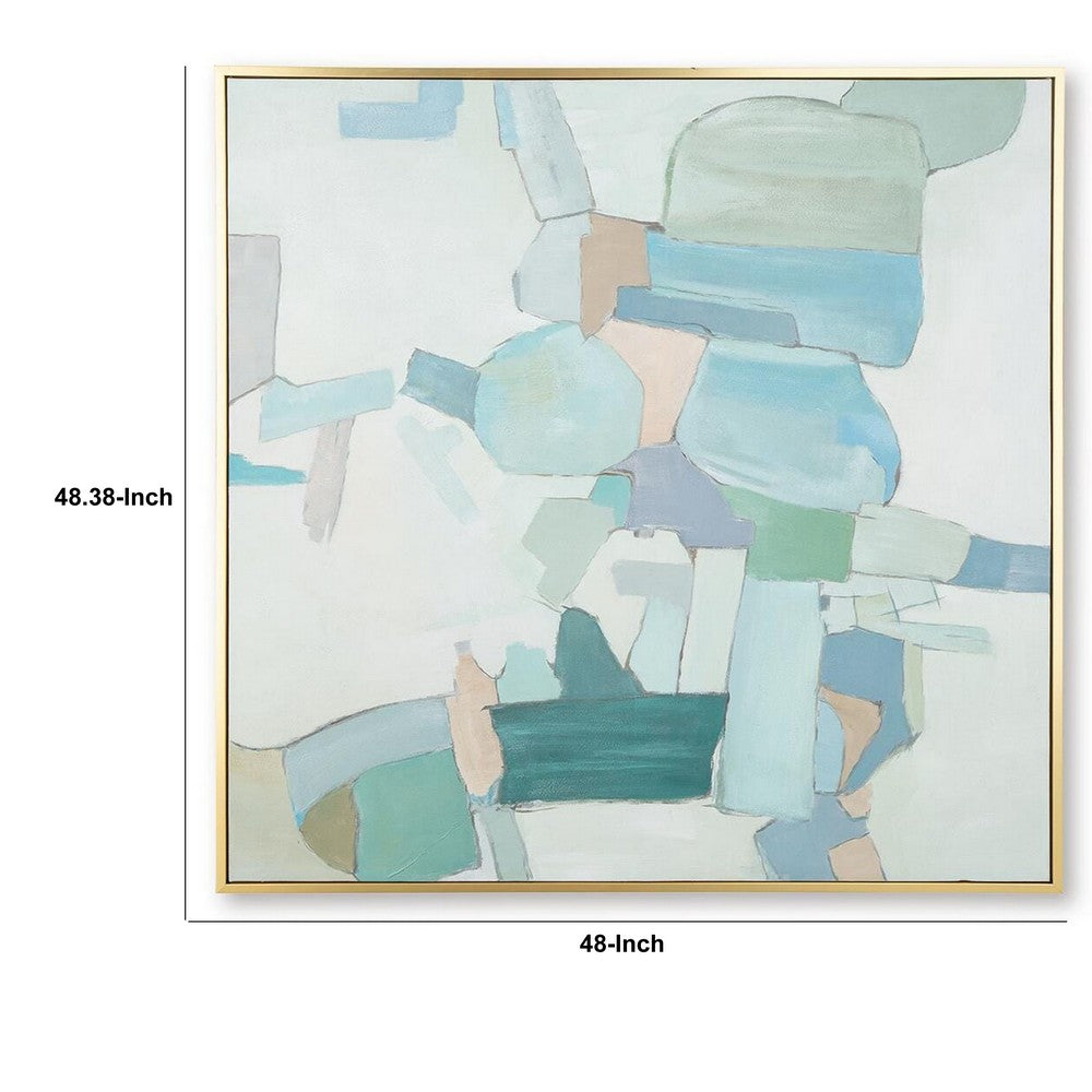 Wyna Watercolor-Inspired Abstract Wall Art | Gold Frame | Multicolor 48x48