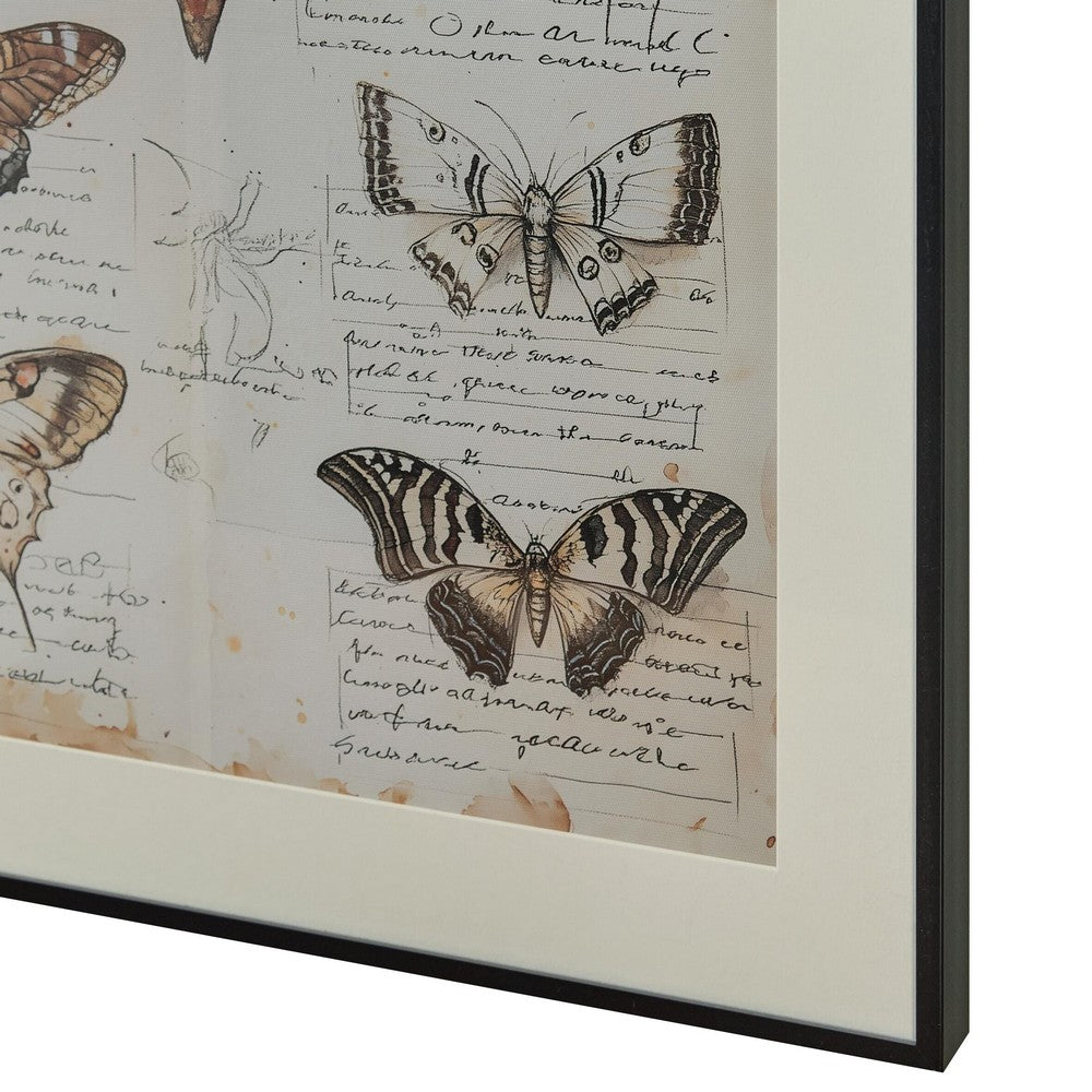 Josie Butterfly Wall Art Set | Antique Script Accents | Acrylic Fronts 20x28