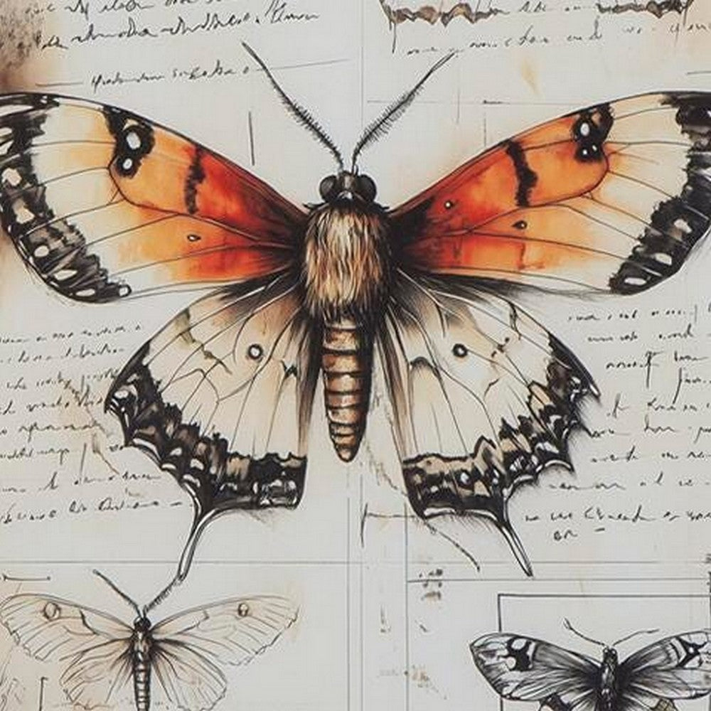 Josie Butterfly Wall Art Set | Antique Script Accents | Acrylic Fronts 20x28