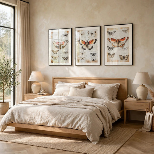 Josie Butterfly Wall Art Set | Antique Script Accents | Acrylic Fronts 20x28