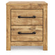 Mayna Nightstand with 2 Drawers | Pewter-Tone Metal | Brown Wood 25"