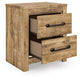 Mayna Nightstand with 2 Drawers | Pewter-Tone Metal | Brown Wood 25"