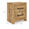 Mayna Nightstand with 2 Drawers | Pewter-Tone Metal | Brown Wood 25"