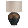 Norry Table Lamp with Fabric Shade | Brown-Black Textured Metal 31"