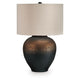 Norry Table Lamp with Fabric Shade | Brown-Black Textured Metal 31"
