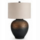 Norry Table Lamp with Fabric Shade | Brown-Black Textured Metal 31"