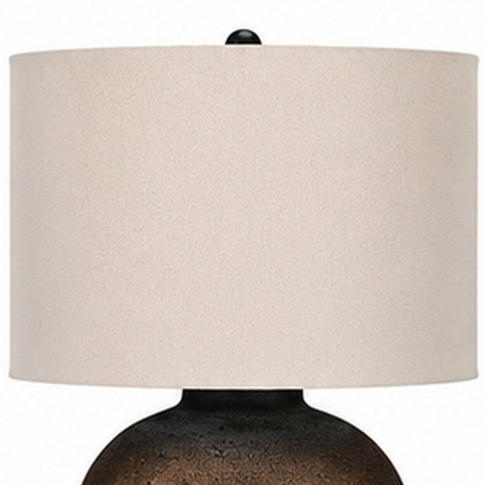 Norry Table Lamp with Fabric Shade | Brown-Black Textured Metal 31"