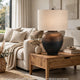 Norry Table Lamp with Fabric Shade | Brown-Black Textured Metal 31"