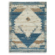 Varny Medium Area Rug with Blue-Brown Medallion Patterns | Tan Polyester 5x7