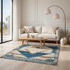 Varny Medium Area Rug with Blue-Brown Medallion Patterns | Tan Polyester 5x7