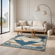 Varny Medium Area Rug with Blue-Brown Medallion Patterns | Tan Polyester 5x7