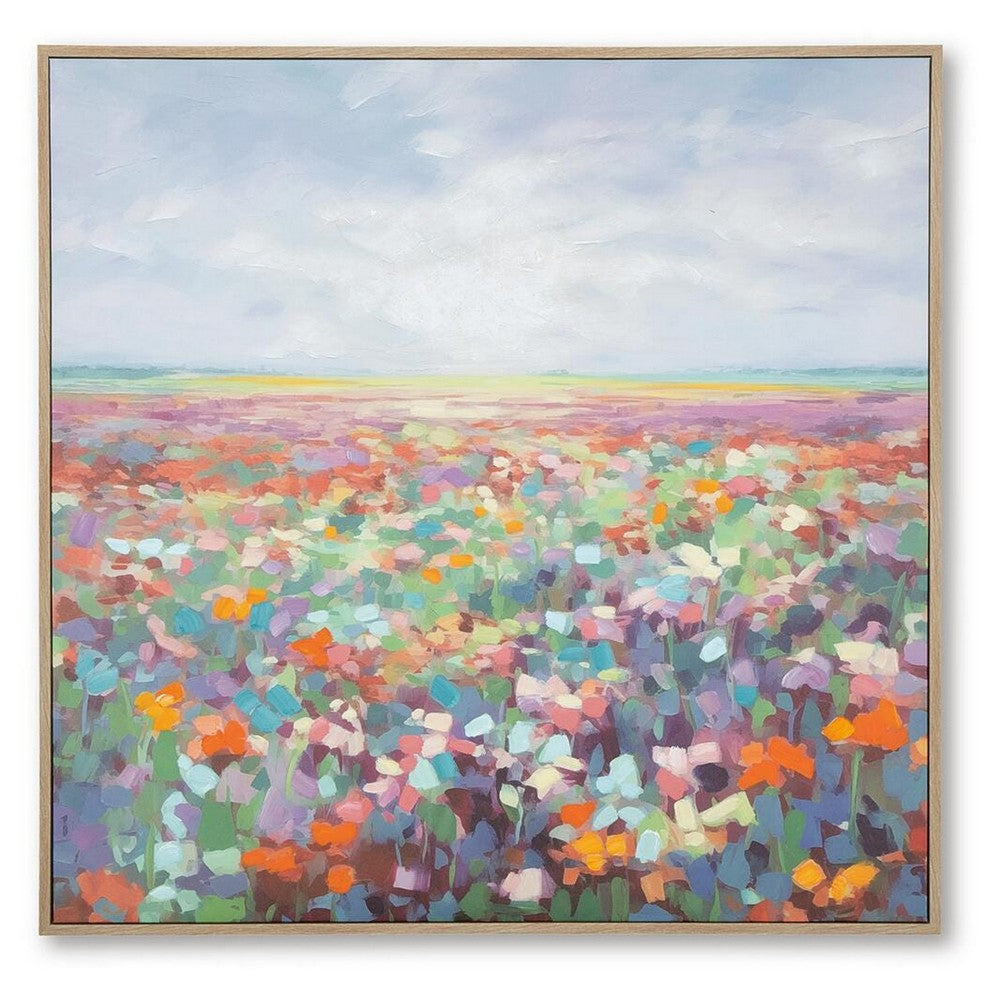 Sethy Wall Art | H&-Painted Floral L&scape | Multicolor Canvas 48x49