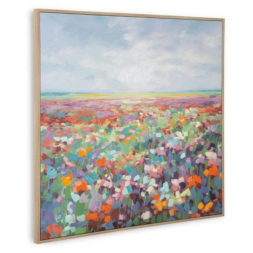 Sethy Wall Art | H&-Painted Floral L&scape | Multicolor Canvas 48x49