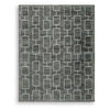 Zelda Washable Large Area Rug with Gray Geometric Designs | Black Faux Fur 8x10