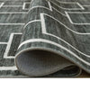 Zelda Washable Large Area Rug with Gray Geometric Designs | Black Faux Fur 8x10