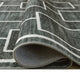 Zelda Washable Large Area Rug with Gray Geometric Designs | Black Faux Fur 8x10