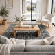 Zelda Washable Large Area Rug with Gray Geometric Designs | Black Faux Fur 8x10