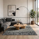 Zelda Washable Large Area Rug with Gray Geometric Designs | Black Faux Fur 8x10