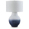 Dash Coastal Table Lamp | Drum Fabric Shade | Ombre White-Navy Metal 31"