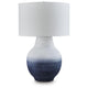 Dash Coastal Table Lamp | Drum Fabric Shade | Ombre White-Navy Metal 31"