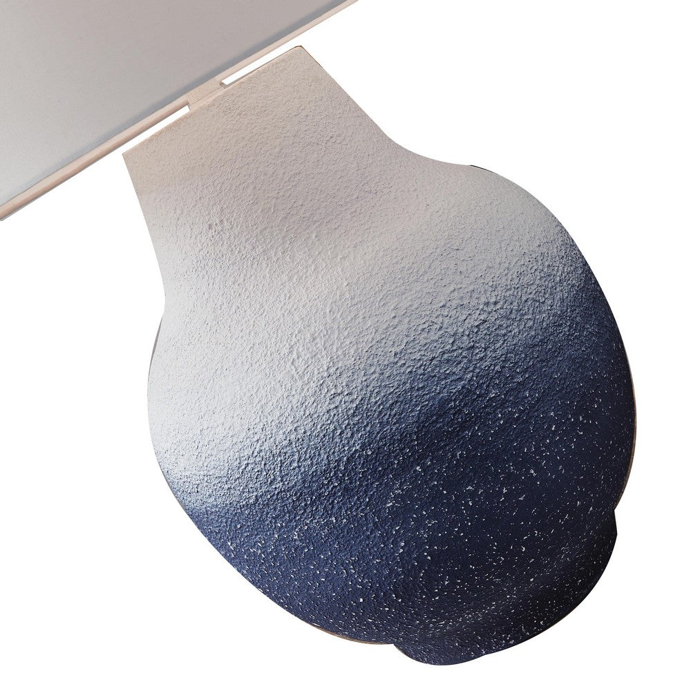 Dash Coastal Table Lamp | Drum Fabric Shade | Ombre White-Navy Metal 31"