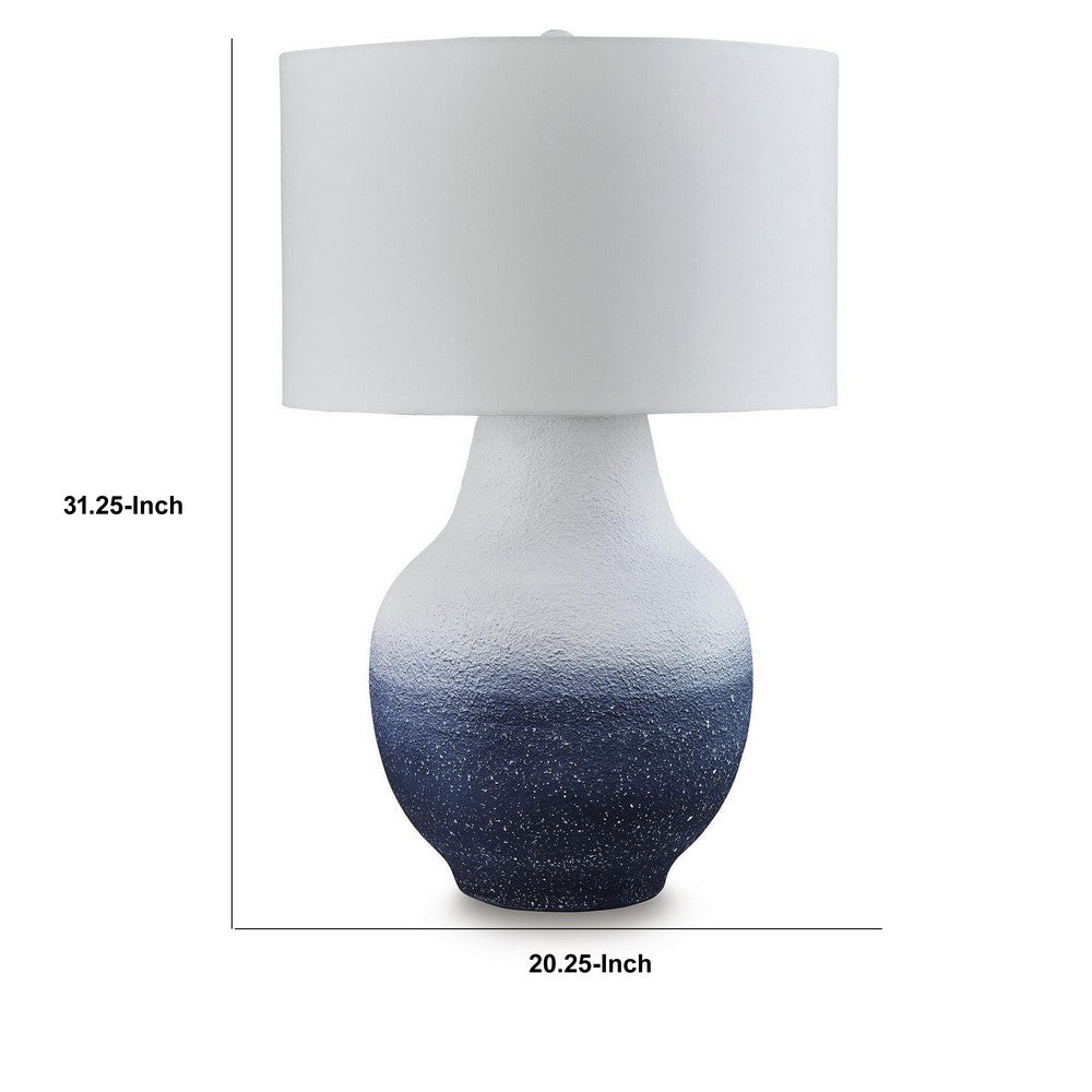 Dash Coastal Table Lamp | Drum Fabric Shade | Ombre White-Navy Metal 31"