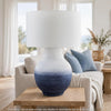 Dash Coastal Table Lamp | Drum Fabric Shade | Ombre White-Navy Metal 31"