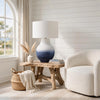 Dash Coastal Table Lamp | Drum Fabric Shade | Ombre White-Navy Metal 31"