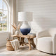 Dash Coastal Table Lamp | Drum Fabric Shade | Ombre White-Navy Metal 31"