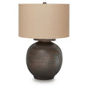 Carla Table Lamp with Beige Fabric Shade | Antique Brown Textured Metal 29"