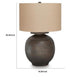 Carla Table Lamp with Beige Fabric Shade | Antique Brown Textured Metal 29"