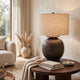 Carla Table Lamp with Beige Fabric Shade | Antique Brown Textured Metal 29"