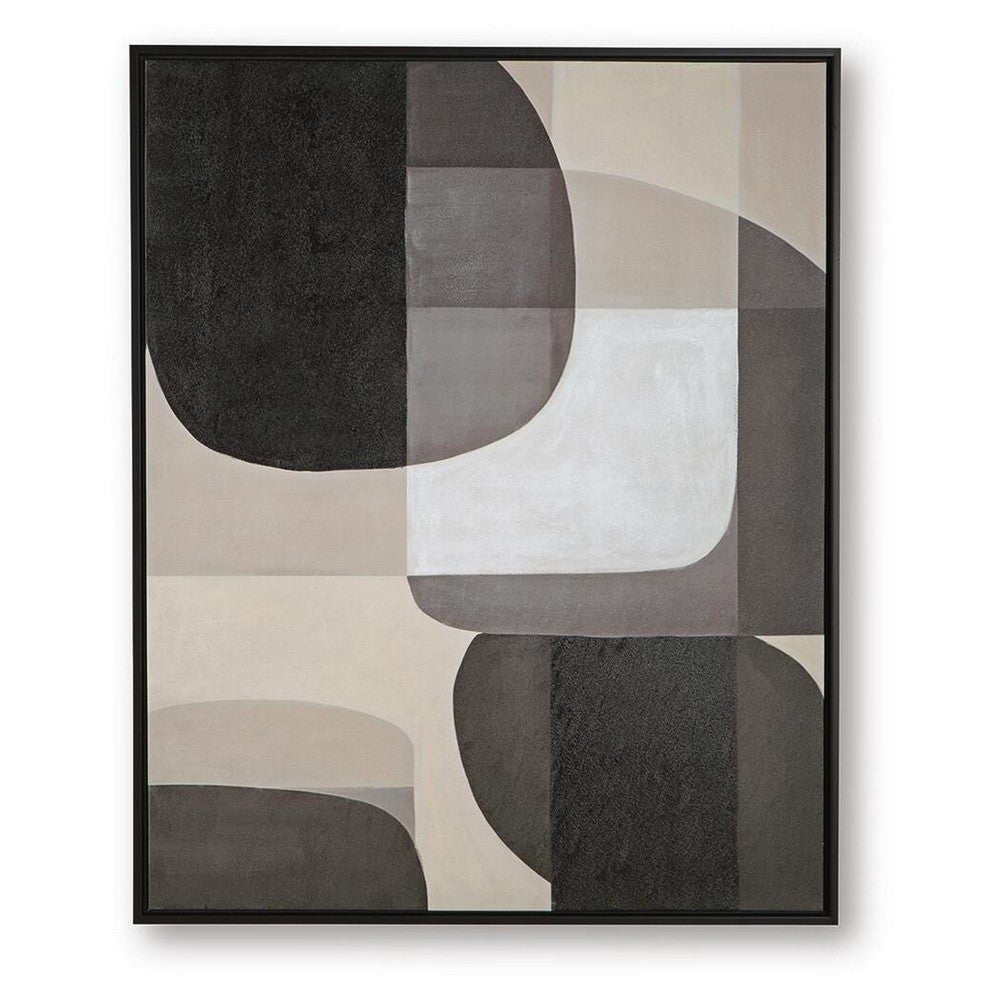Kesly Wall Art with Abstract Design | Black Framed Canvas | Multicolor 40x50