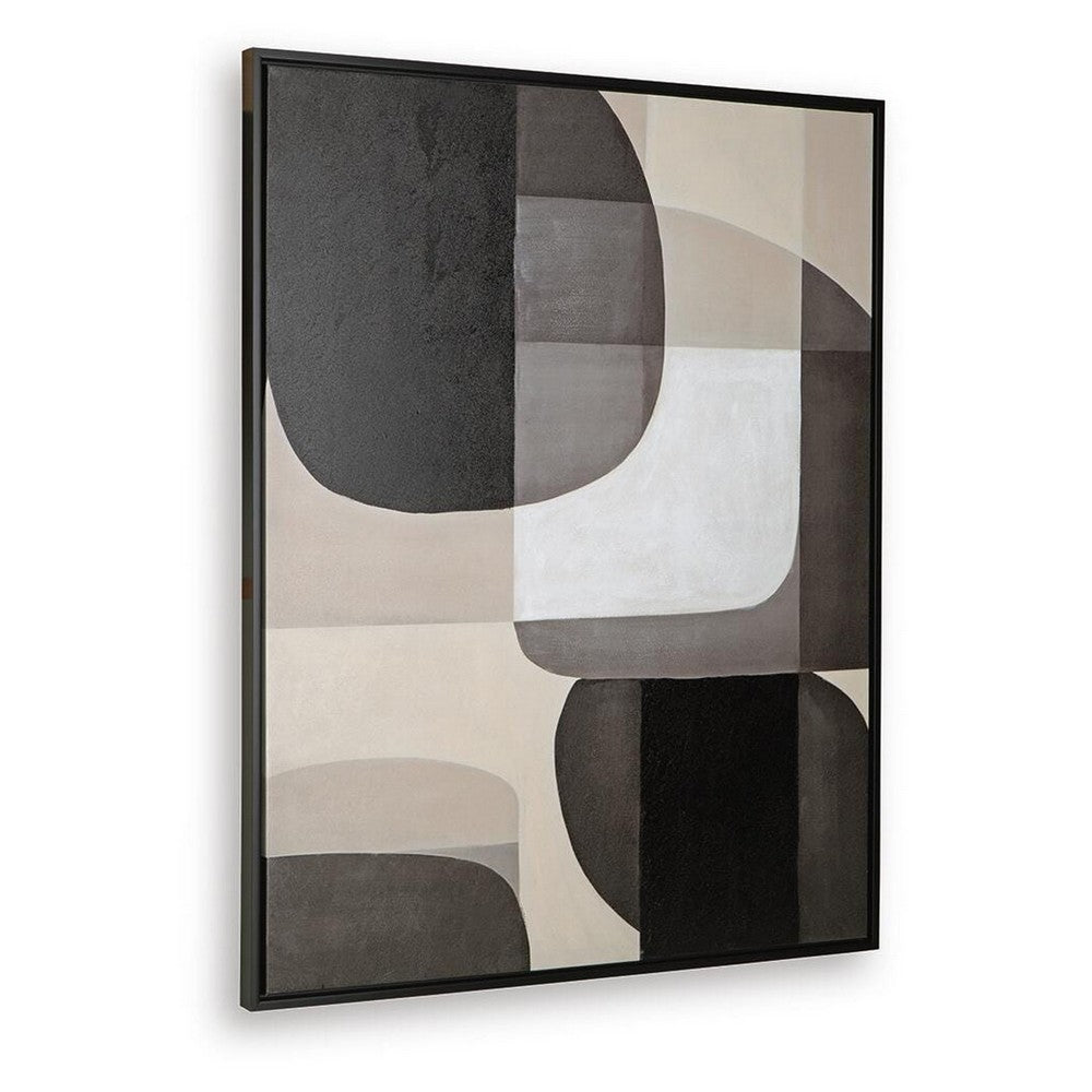 Kesly Wall Art with Abstract Design | Black Framed Canvas | Multicolor 40x50