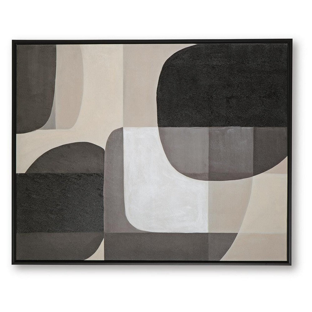 Kesly Wall Art with Abstract Design | Black Framed Canvas | Multicolor 40x50