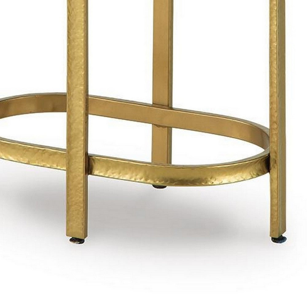 Paula Accent Table with Iridescent Glass Top | Gold Metal Frame 24"